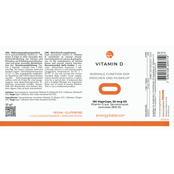 Vitamin D High Absorption Yeast 20µg, 150 VegeCaps
