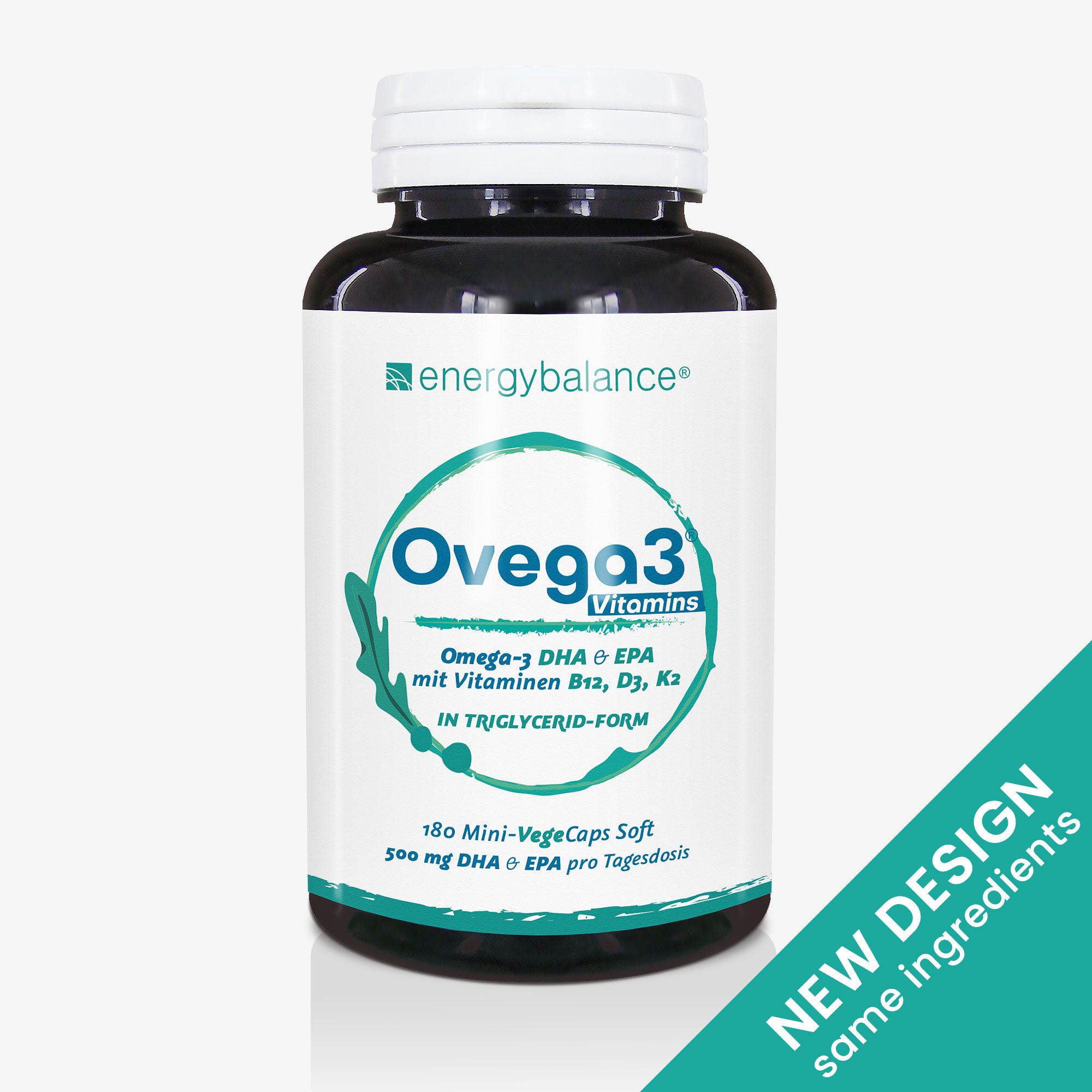 Ovega3® algae oil DHA EPA 250mg vitamins B12, D3, K2