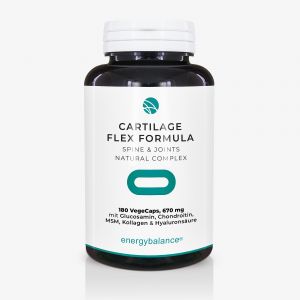 Konfektion Cartilage Flex Formula Spine & Joints Natural Complex
180 VegaCaps, 670 mg, mit Glucosamin, Chondroitin, MSM, Kollagen & Hyaluronsäure von EnergyBalance