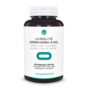 Longlife Spermidine 6mg Anti-Age mit Spermidin, Magnesium und Selen - 239mg, 60 VegeCaps
