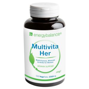 MultiVita HER Food-basierende Multivitamine, Minerale + Kräuter für Frauen 1310mg, 120 VegeTabs
